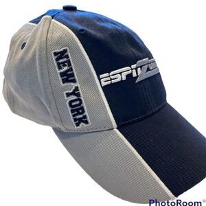 ESPN Zone New York Hat Adjustable Snapback Blue Gray and White Trucker Cap